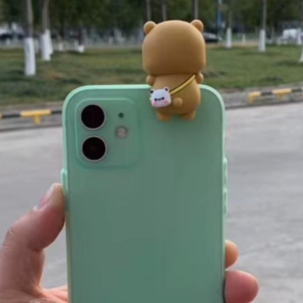 Yier Bubu Dudu Mobile Phone Ornament Cute Brown Bear Mini Kawaii Figure Deco